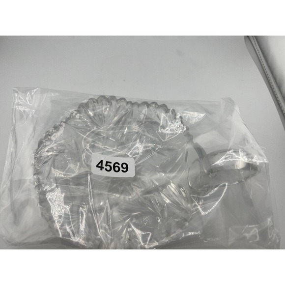 Vintage American Brilliant Cut‎ Crystal Glass Decor Sawtooth Edges Handled Nappy - Picture 6 of 6